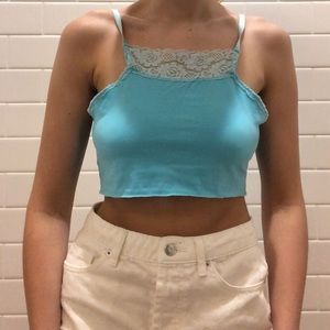 blue cropped tank